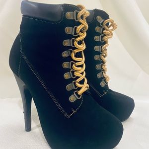 Laced up high heel bottles